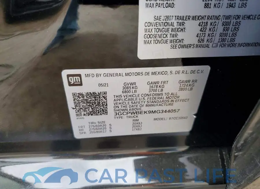 3GCPWBEK9MG344057# 12
