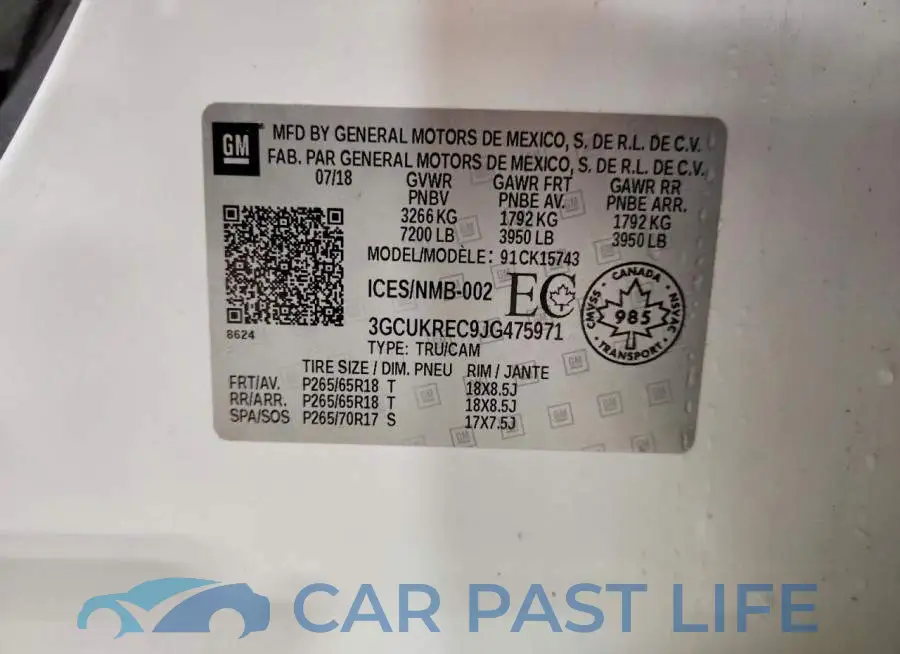 3GCUKREC9JG475971# 12