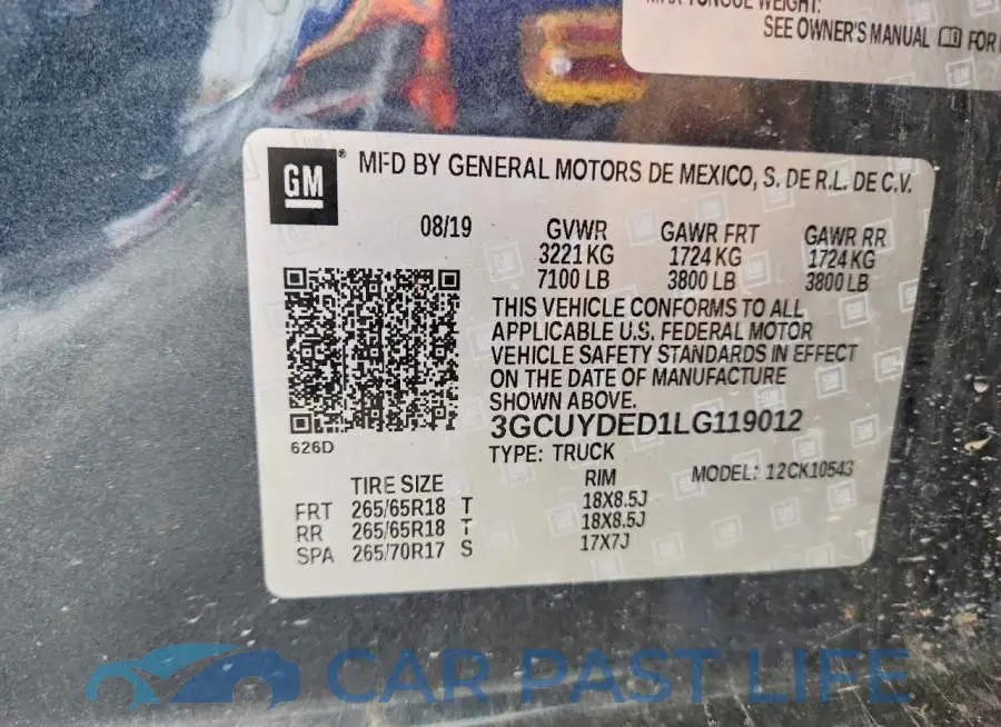 3GCUYDED1LG119012# 12