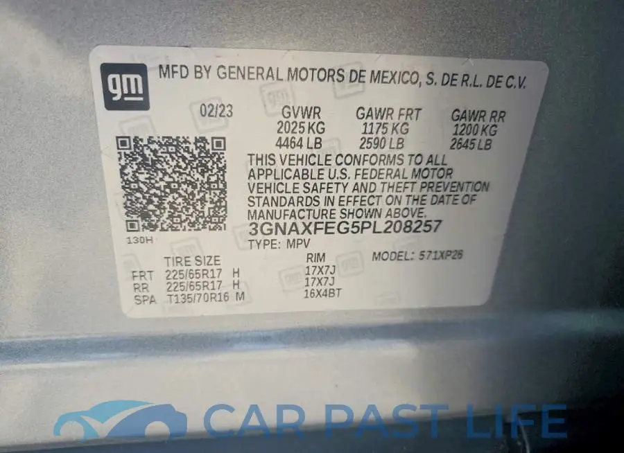 3GNAXFEG5PL208257# 13