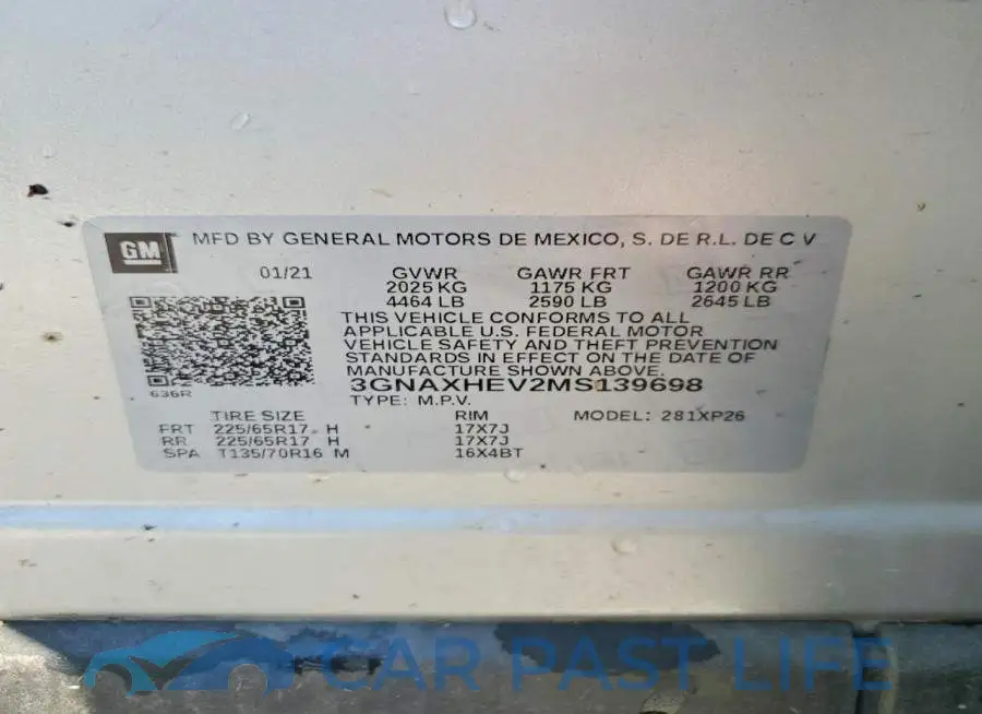 3GNAXHEV2MS139698# 13