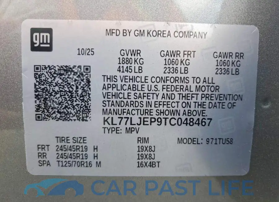 KL77LJEP9TC048467# 12