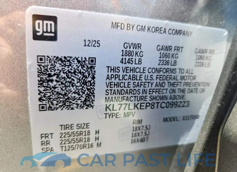 KL77LKEP8TC099223# 12
