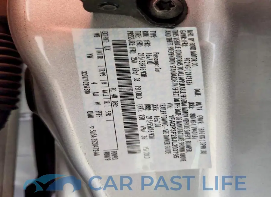 1FADP3F28JL203795# 12
