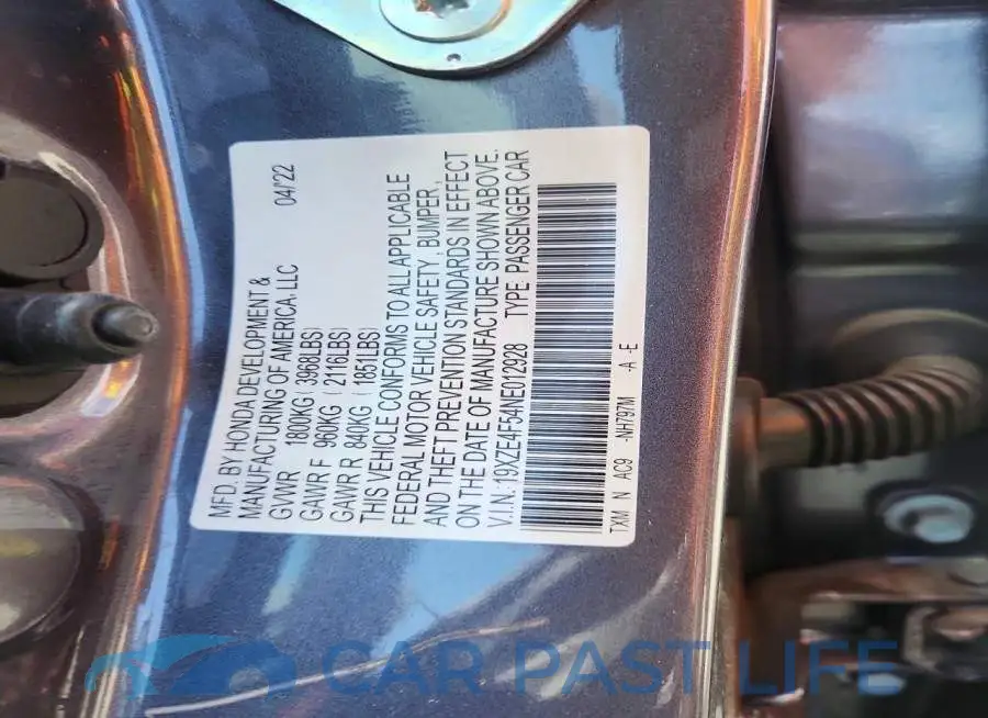 19XZE4F54NE012928# 12