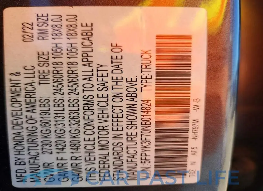 5FPYK3F70NB014824# 12