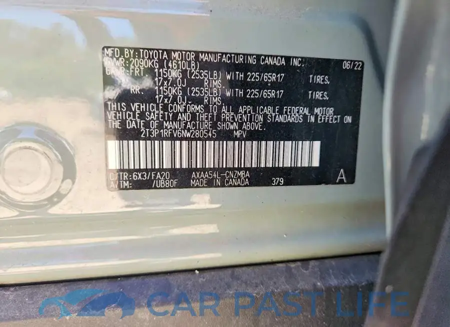 2T3P1RFV6NW280545# 13