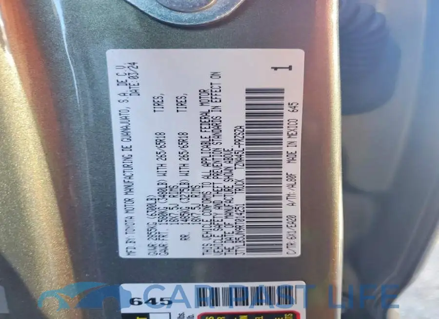 3TYLB5JN9RT014251# 12