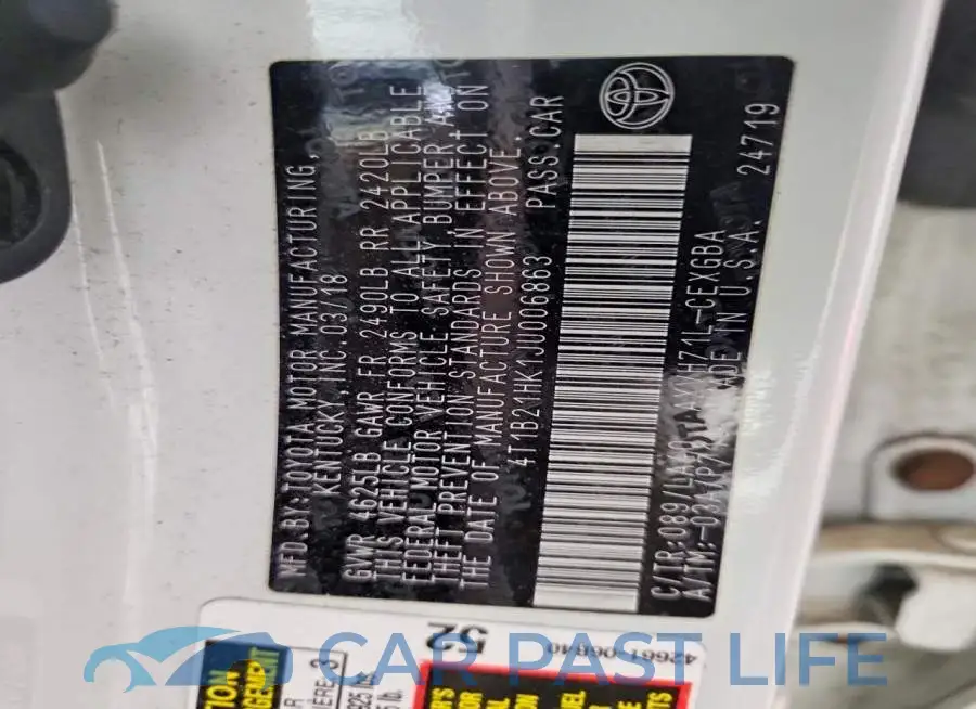 4T1B21HK1JU006863# 12