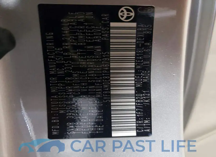 5YFB4MDE8TP467915# 13