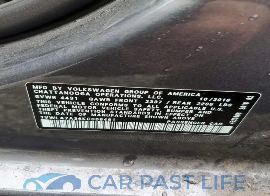 1VWLA7A36KC006461# 12