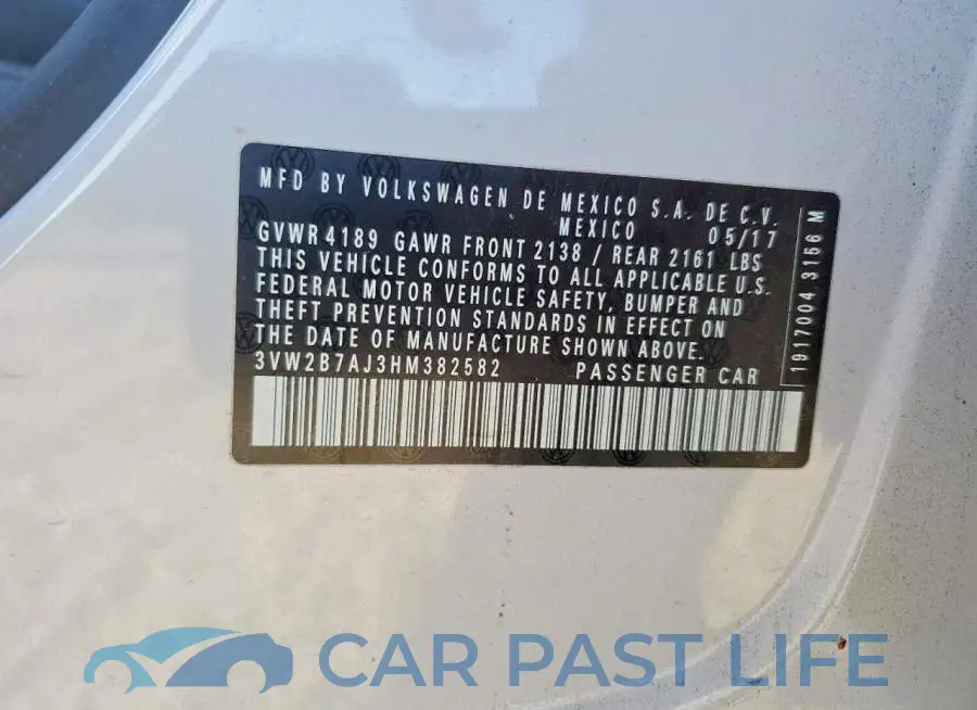 3VW2B7AJ3HM382582# 12