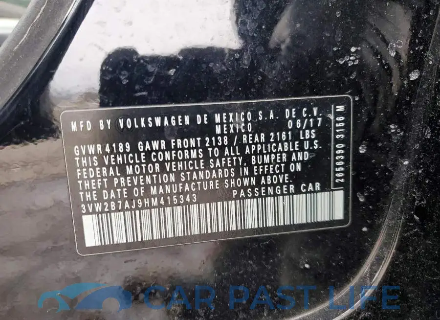 3VW2B7AJ9HM415343# 12
