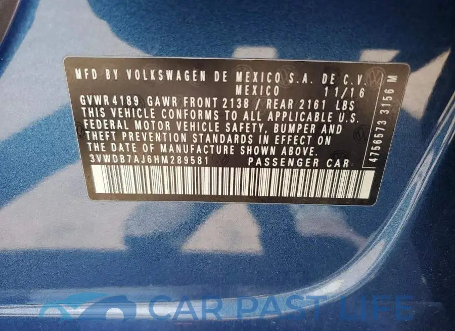 3VWDB7AJ6HM289581# 13
