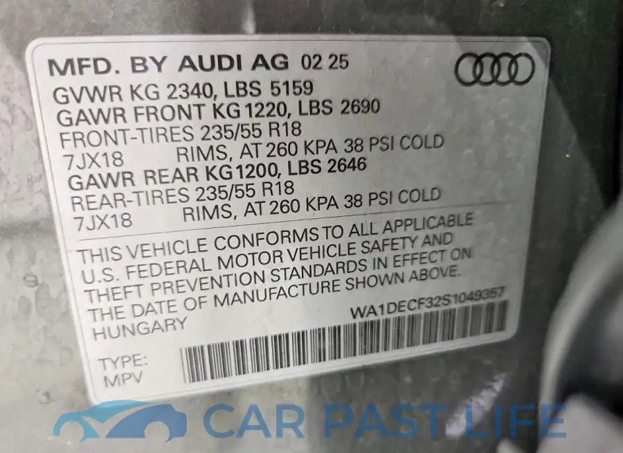 WA1DECF32S1049357# 13