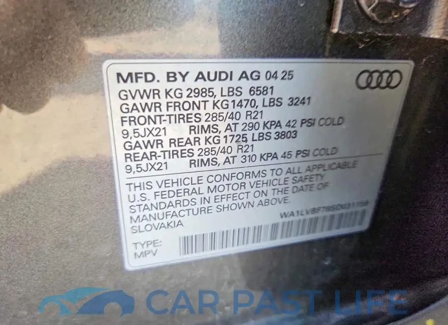 WA1LVBF78SD031159# 12