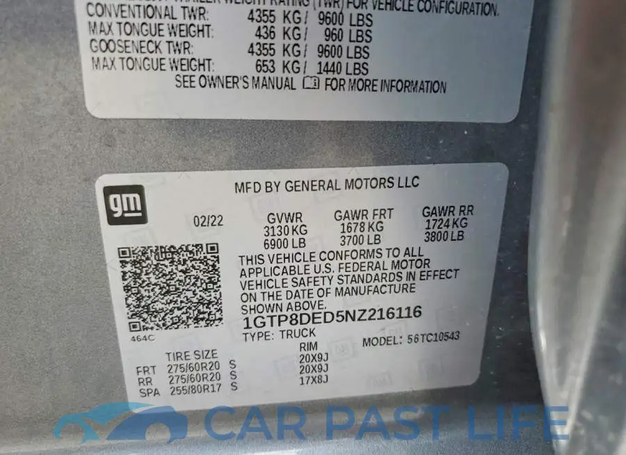 1GTP8DED5NZ216116# 12