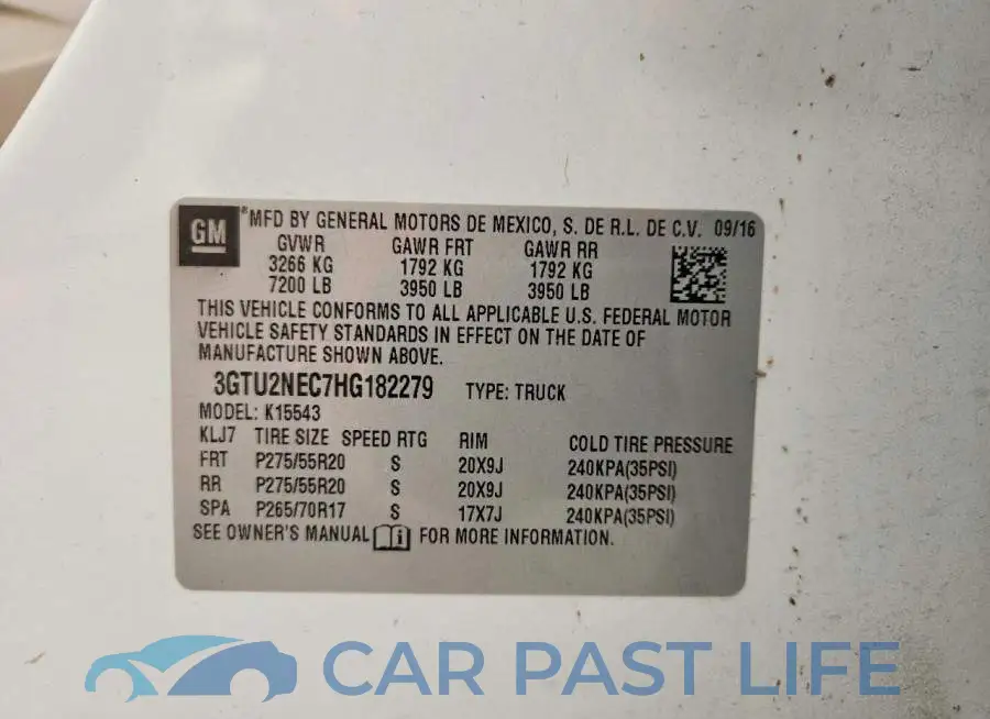 3GTU2NEC7HG182279# 12