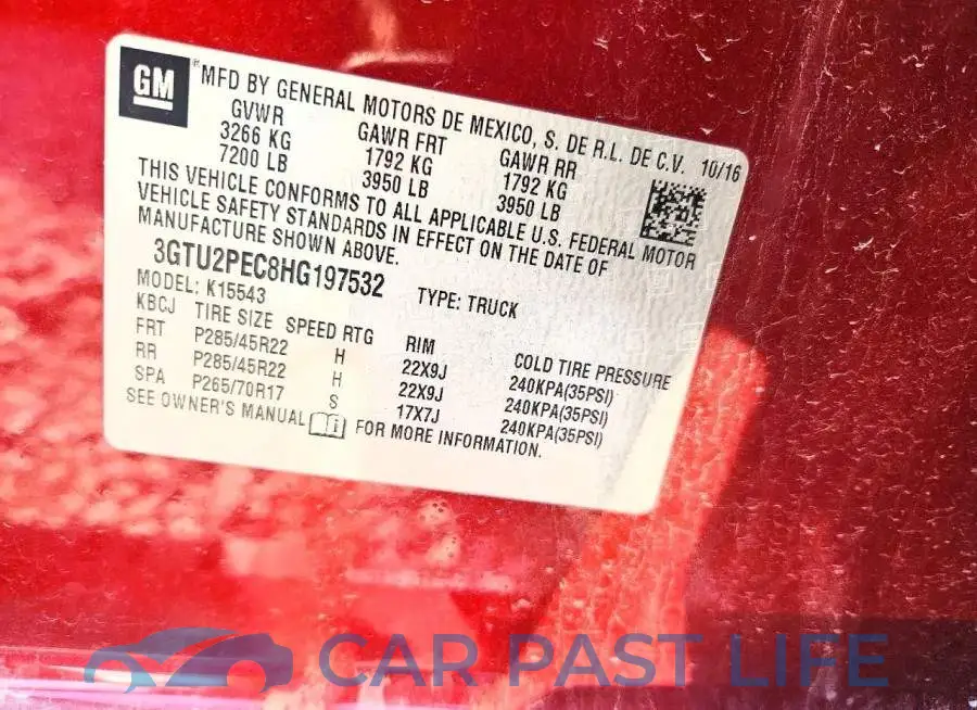 3GTU2PEC8HG197532# 12