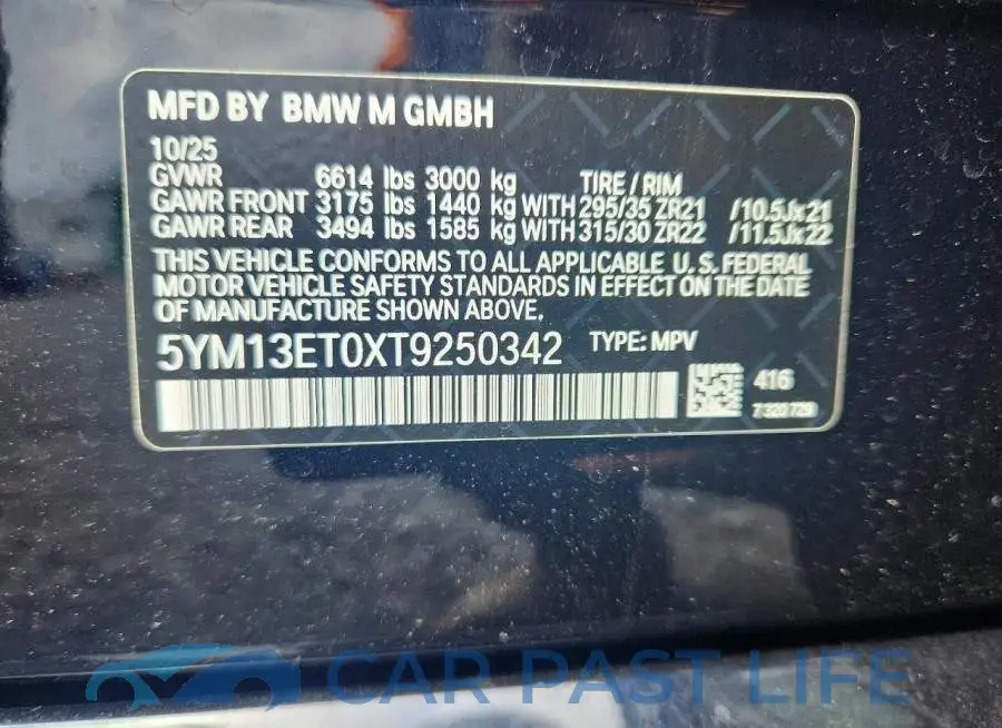 5YM13ET0XT9250342# 13