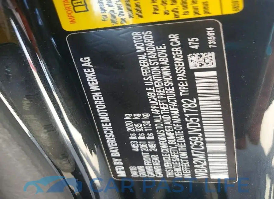 WBA2M7C59JVD51782# 12
