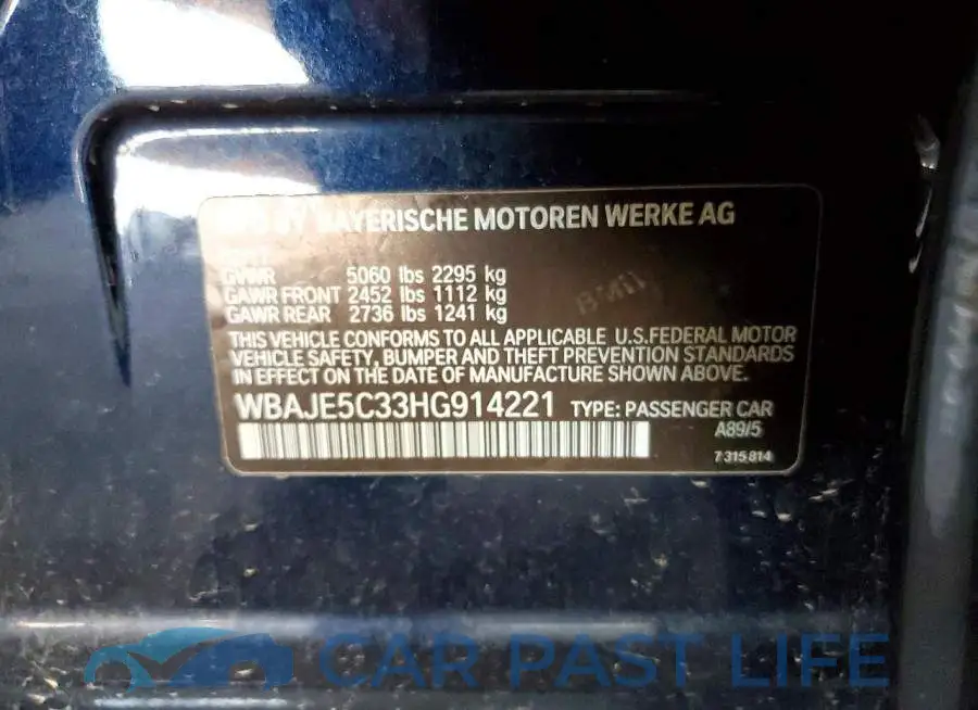 WBAJE5C33HG914221# 12