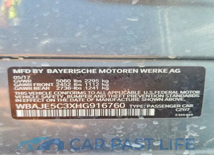 WBAJE5C3XHG916760# 12
