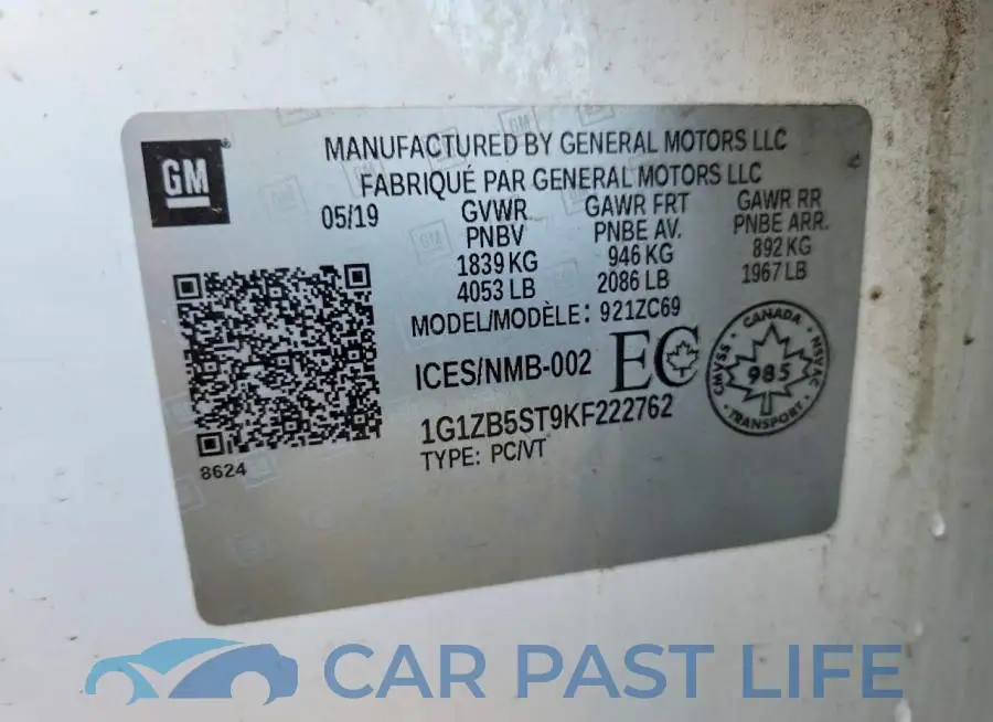 1G1ZB5ST9KF222762# 12