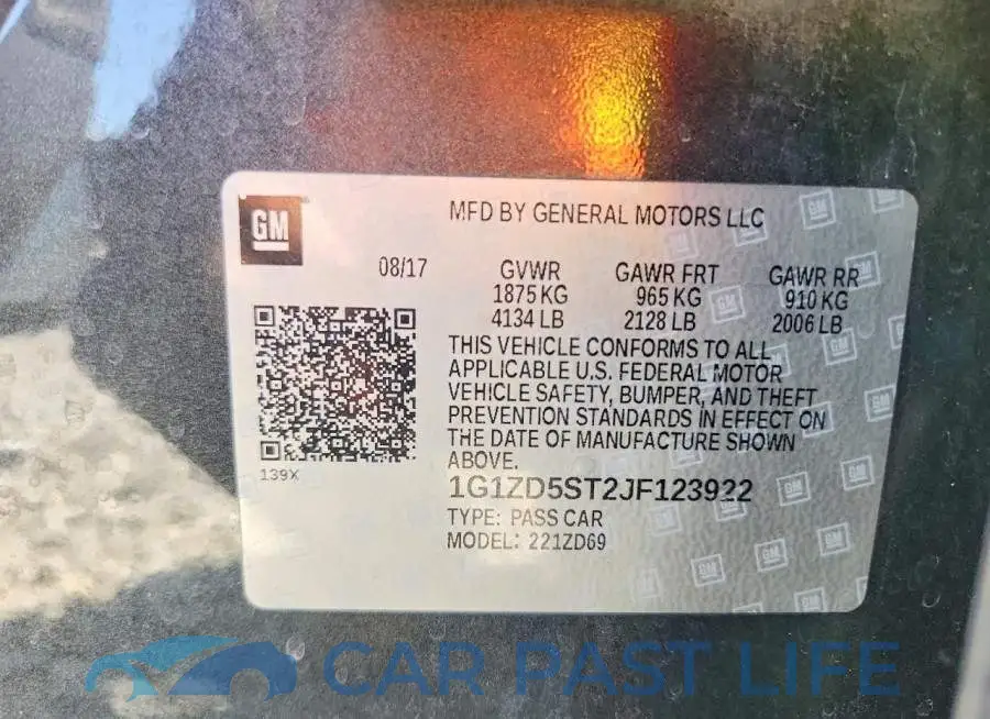 1G1ZD5ST2JF123922# 12