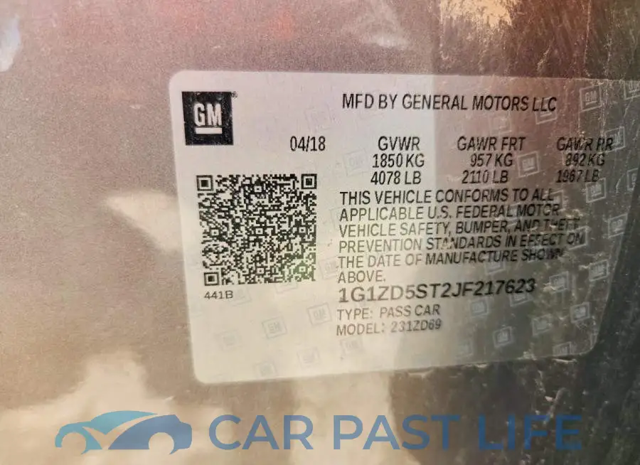 1G1ZD5ST2JF217623# 12