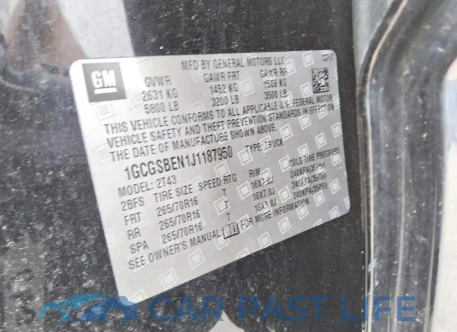 1GCGSBEN1J1187950# 12