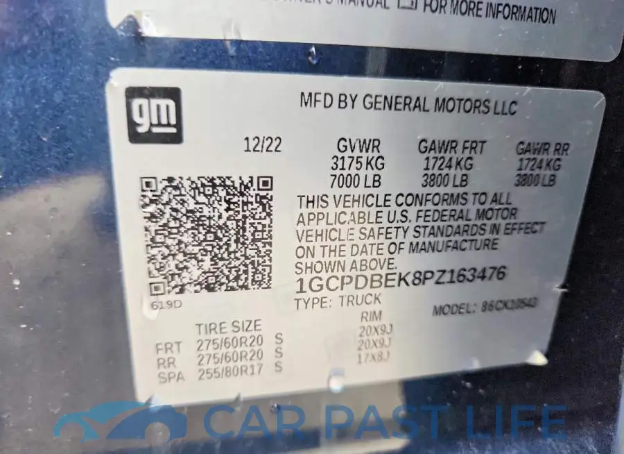 1GCPDBEK8PZ163476# 12