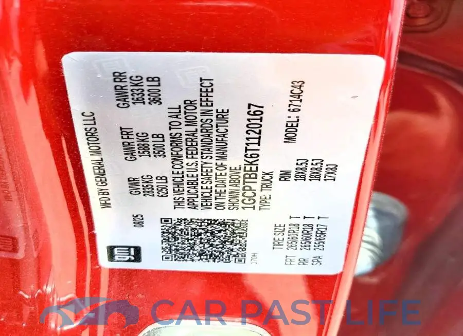 1GCPTBEK6T1120167# 12