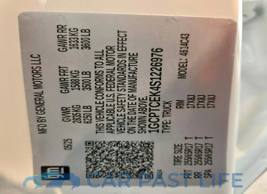 1GCPTCEK4S1226976# 12