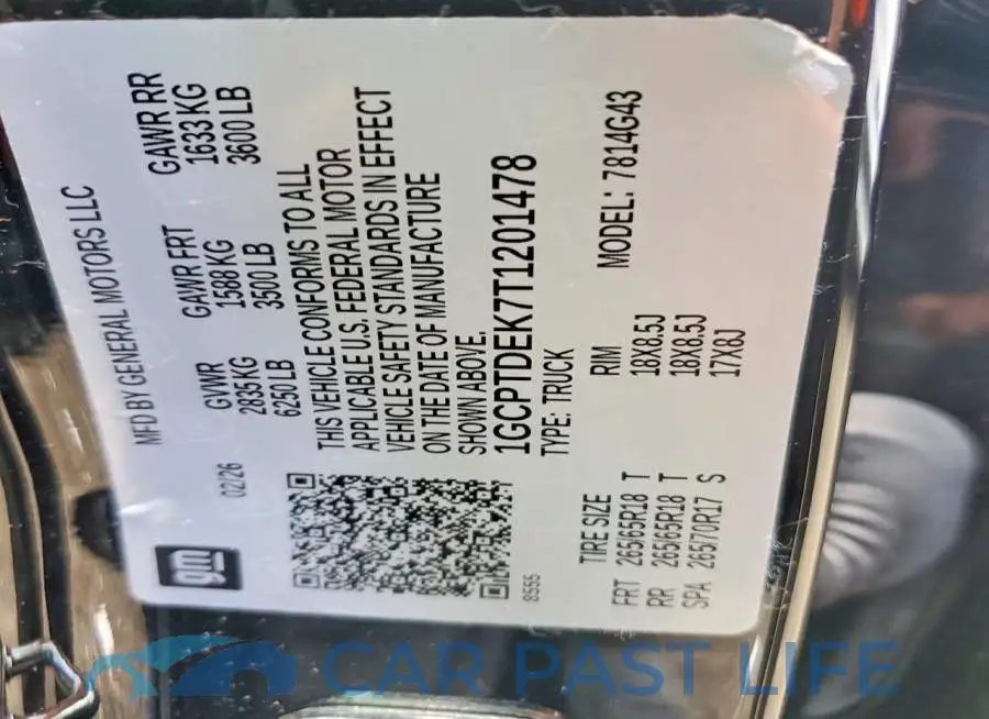 1GCPTDEK7T1201478# 12
