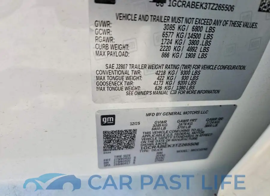 1GCRABEK3TZ265506# 12