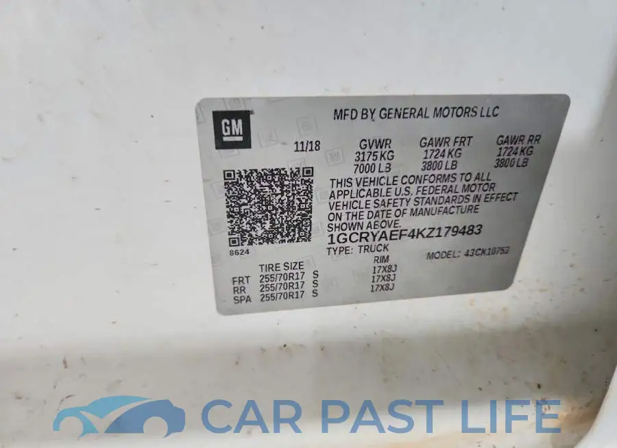 1GCRYAEF4KZ179483# 12