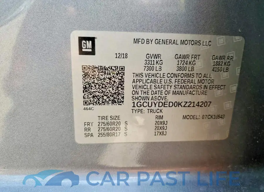 1GCUYDED0KZ214207# 12