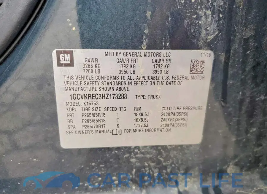 1GCVKREC3HZ173283# 13