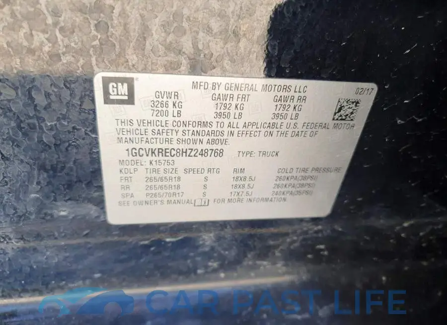 1GCVKREC8HZ248768# 12