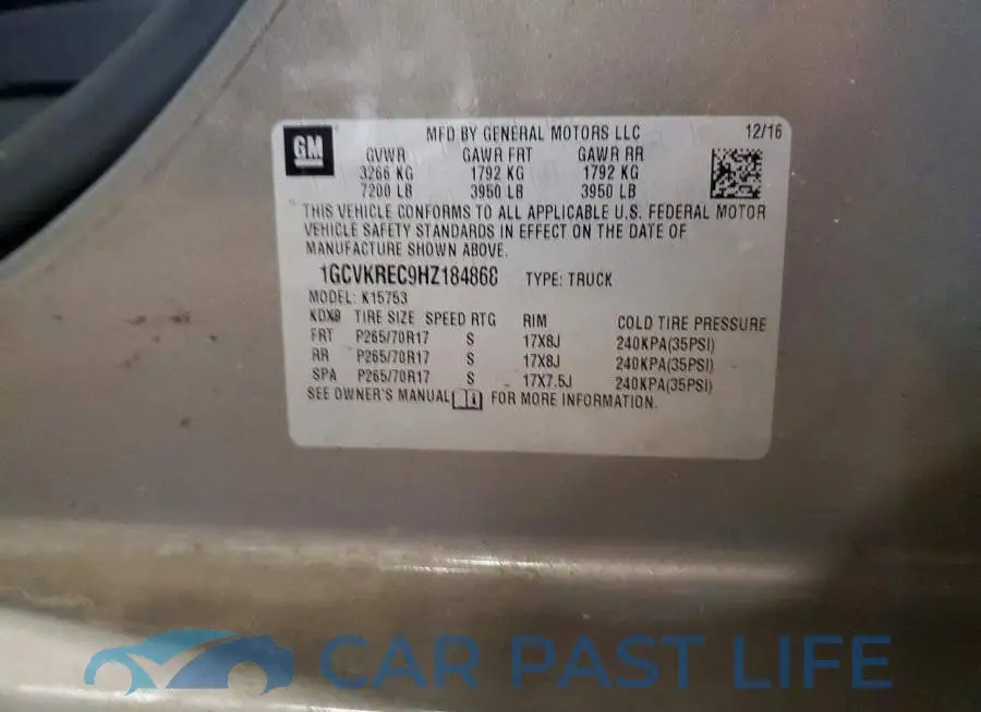 1GCVKREC9HZ184868# 12
