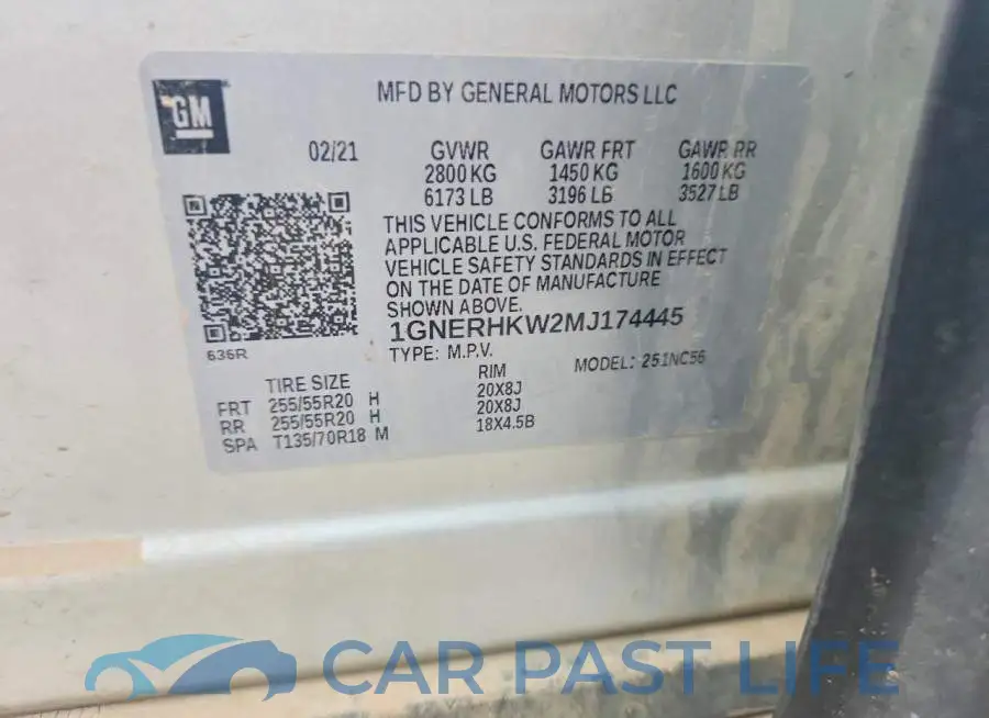 1GNERHKW2MJ174445# 13