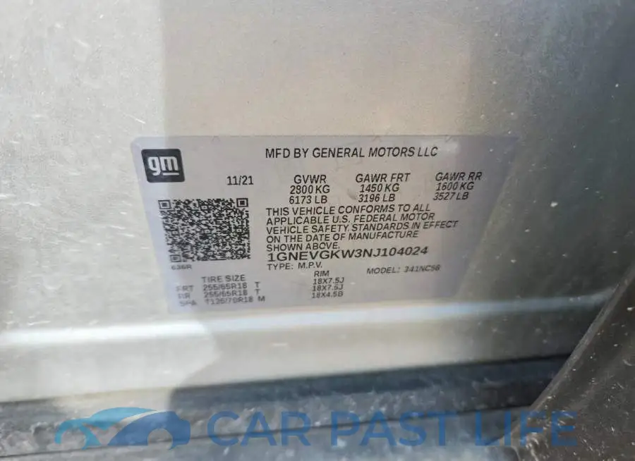 1GNEVGKW3NJ104024# 14