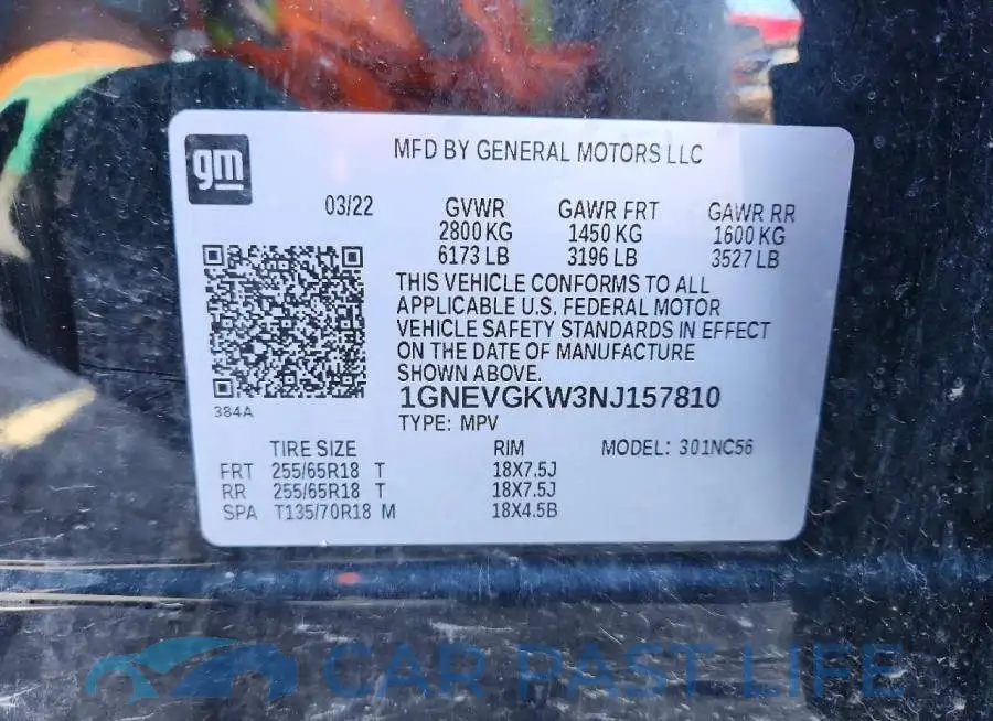 1GNEVGKW3NJ157810# 13