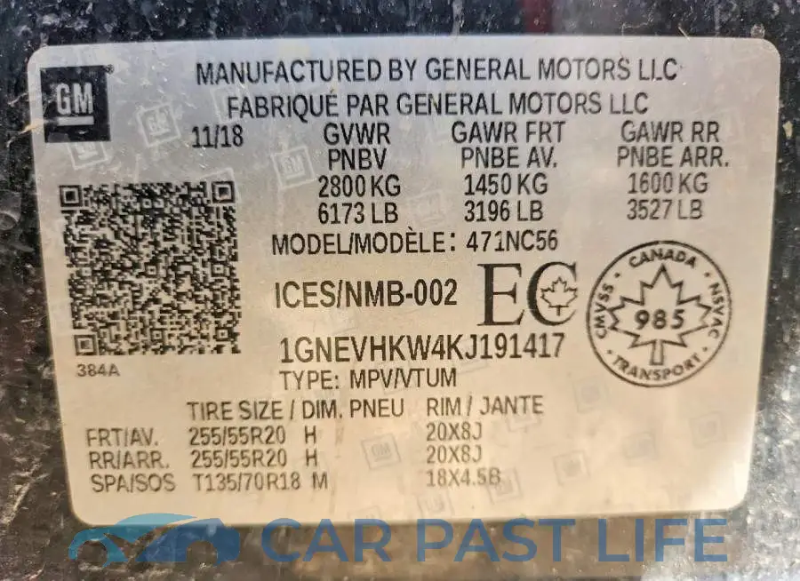 1GNEVHKW4KJ191417# 13
