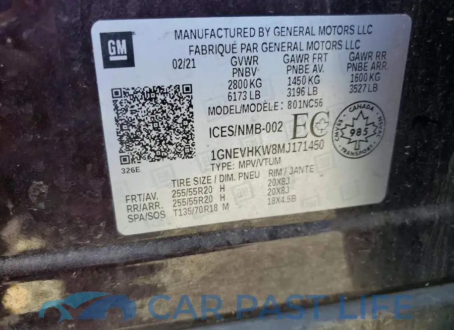 1GNEVHKW8MJ171450# 13