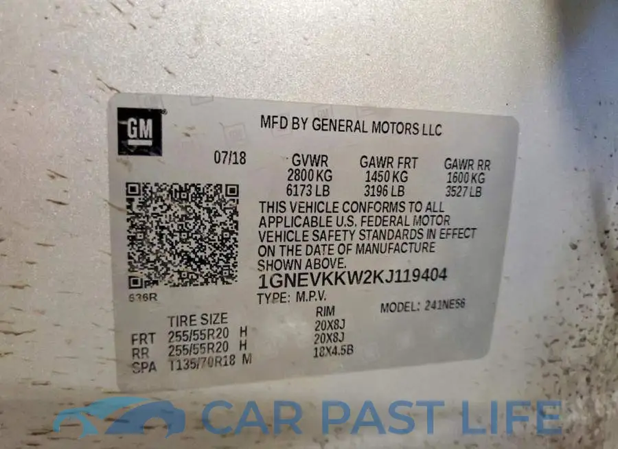 1GNEVKKW2KJ119404# 13