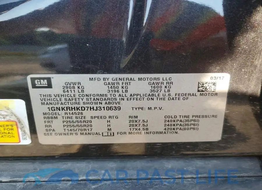 1GNKRHKD7HJ310639# 13