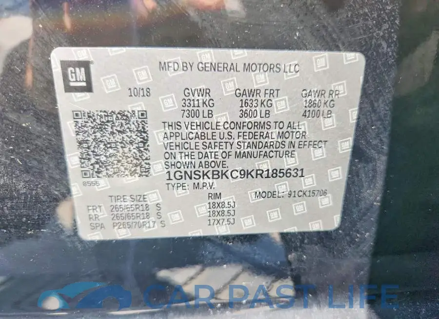 1GNSKBKC9KR185631# 13
