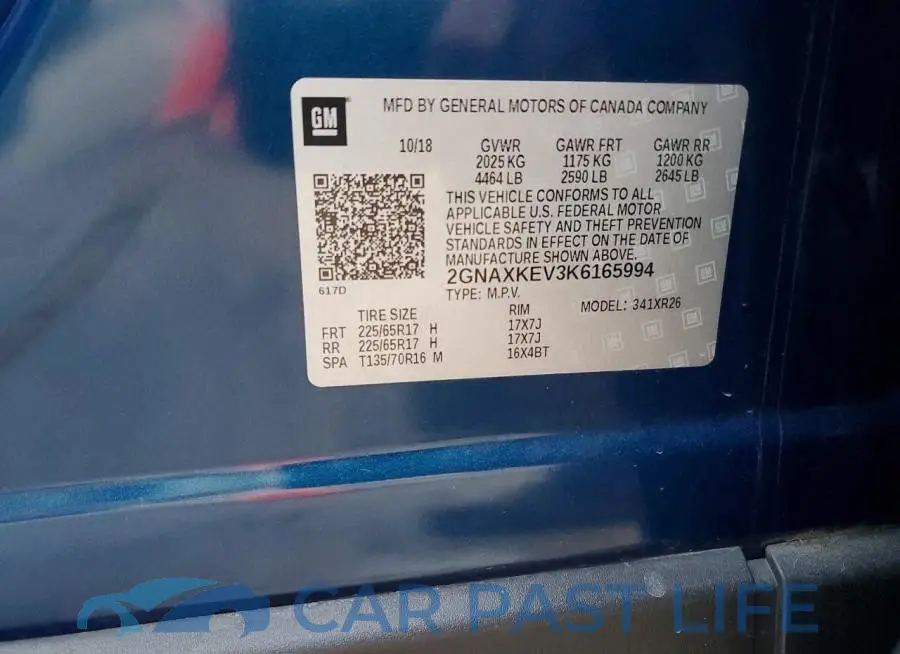2GNAXKEV3K6165994# 13